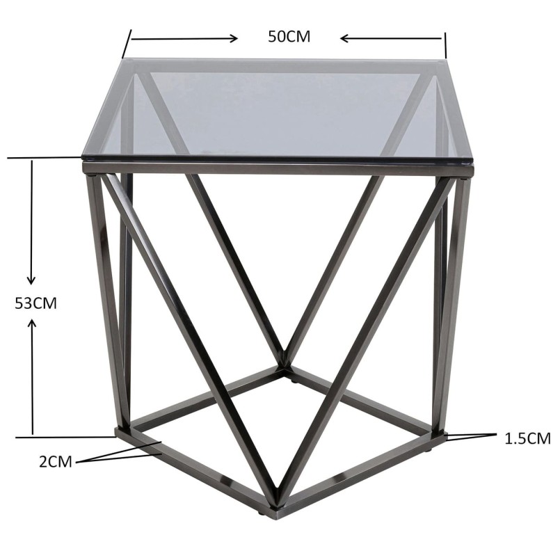 Table d'appoint grise en verre et acier - Cristallo - Kare Design