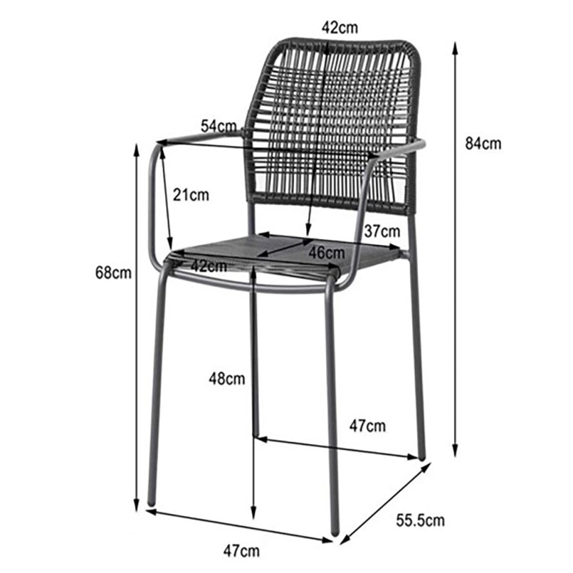 Chaise de jardin avec accoudoirs noire - Madagascar - Kare Design