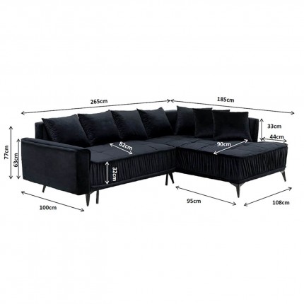 Corner sofa bed Moon right black Kare Design