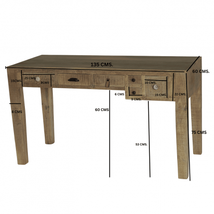 Bureau en bois Puro 6 tiroirs 135x60cm Kare Design