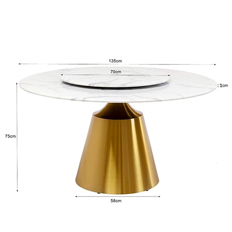 Table Lucia Ø135cm white and gold Kare Design