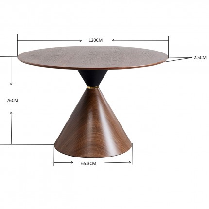 Table Cono 120cm noyer Kare Design