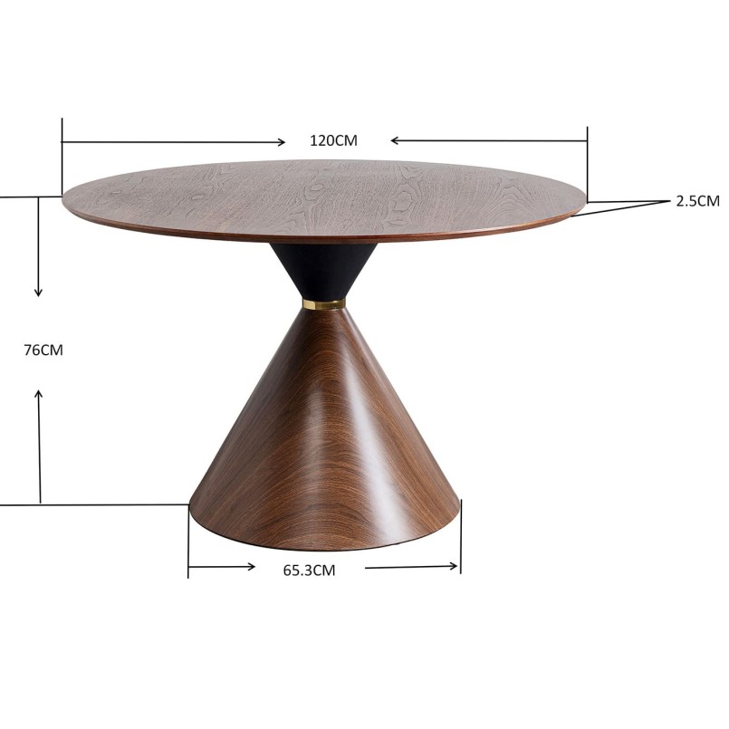 Table à manger ronde en noyer - Cono - Kare Design