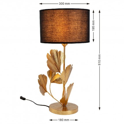 Table Lamp gingko leaves gold and black Kare Design
