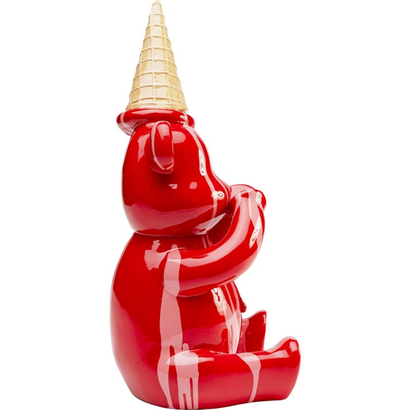 Figurine décorative Sitting Gelato Bear rouge 37cm