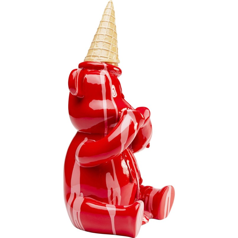 Figurine décorative Sitting Gelato Bear rouge 37cm