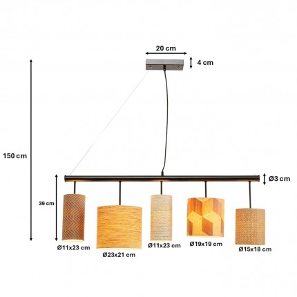Pendant Lamp Parecchi 100cm brown Kare Design