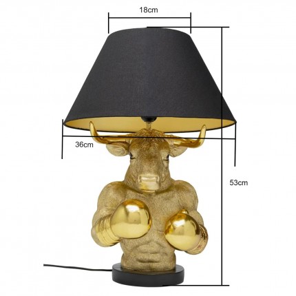 Lampe taureau boxeur doré Kare Design