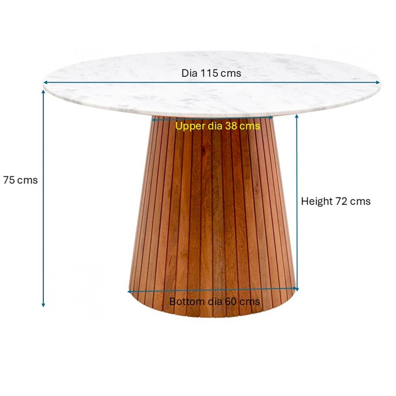 Table ronde en manguier massif et marbre - Grace - Kare Design