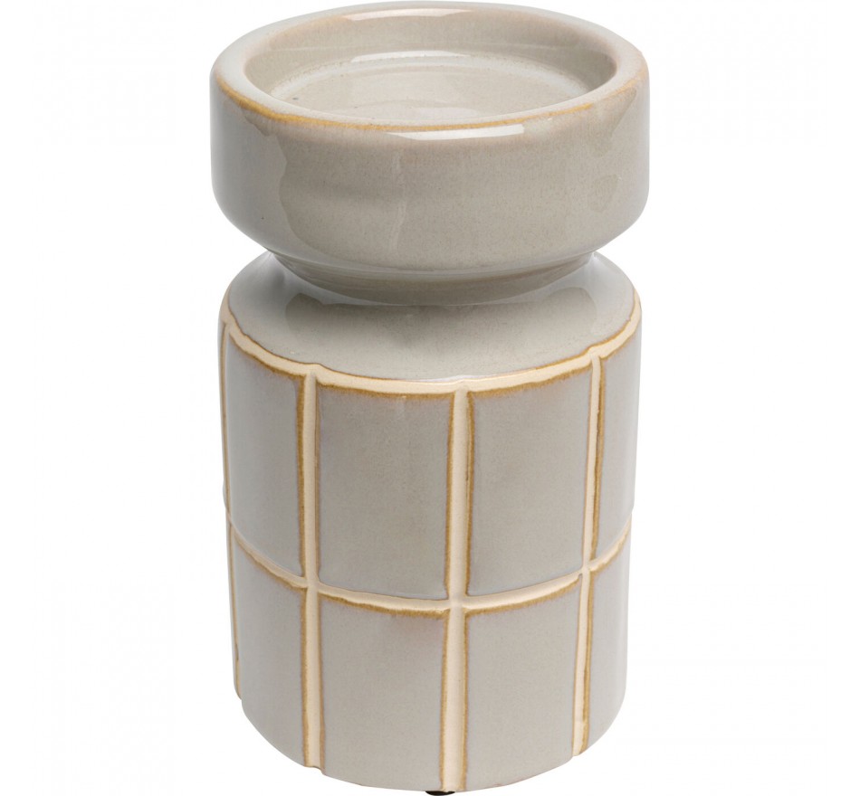 Bougeoir Bliss Tile 18cm gris clair Kare Design