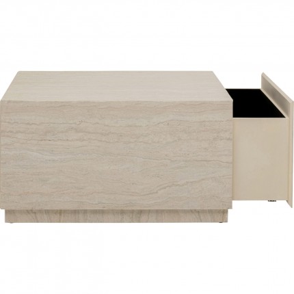 Table basse à tiroirs Travertino 80x60cm Kare Design