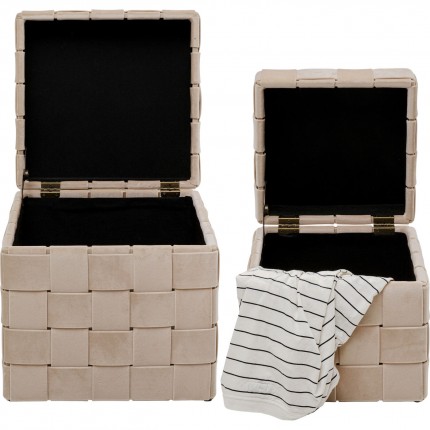 Tabourets-coffres Weave beige set de 2 Kare Design