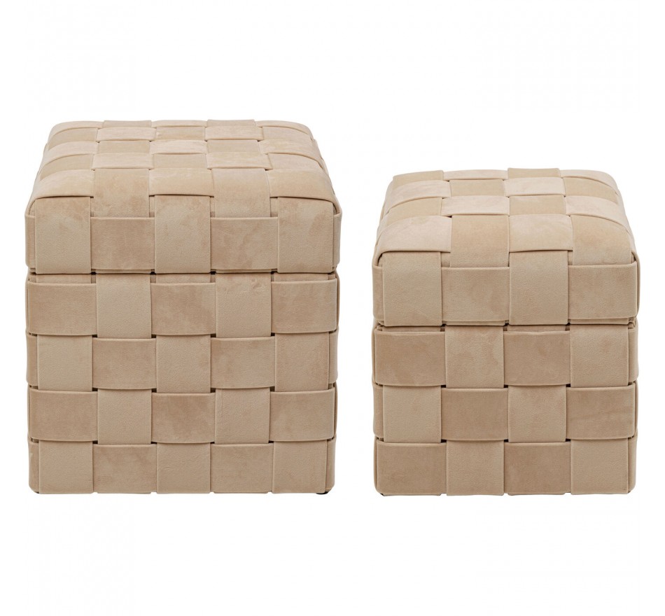 Tabourets-coffres Weave beige set de 2 Kare Design