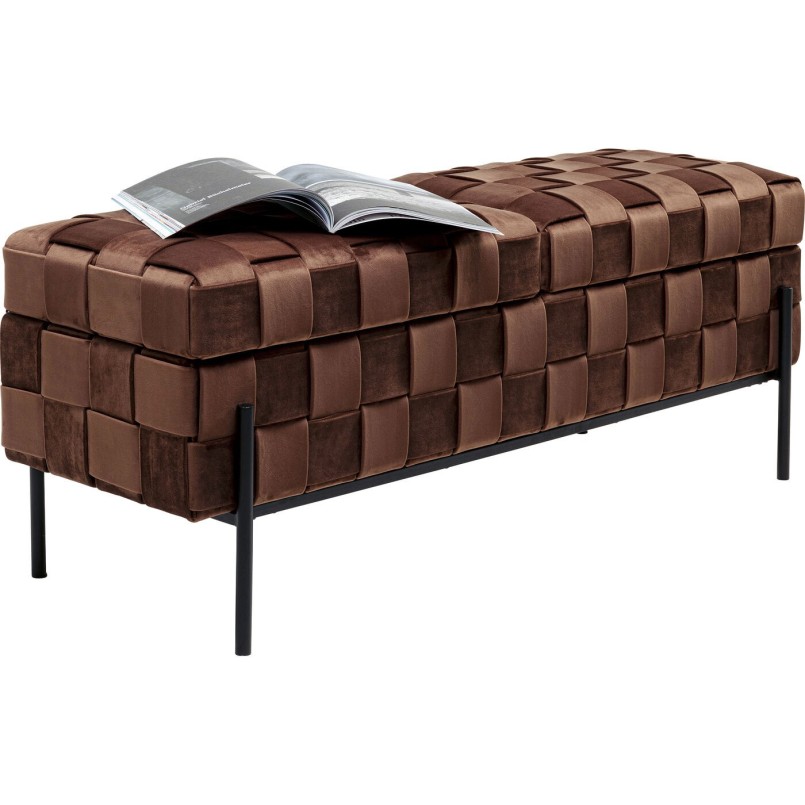 Tabrouret coffre Weave mocca 121cm