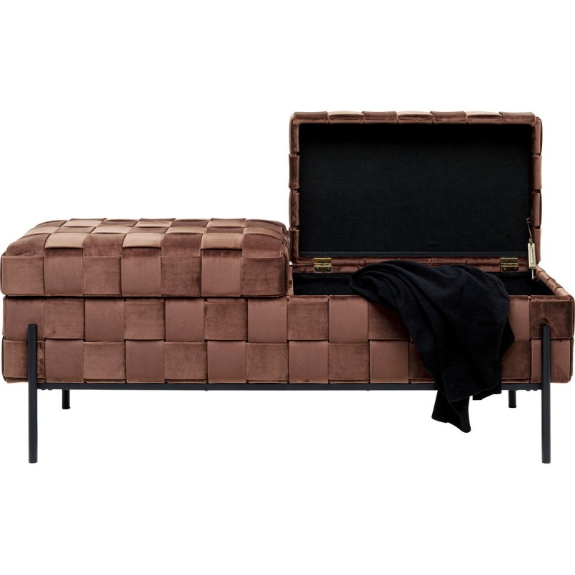 Tabrouret coffre Weave mocca 121cm