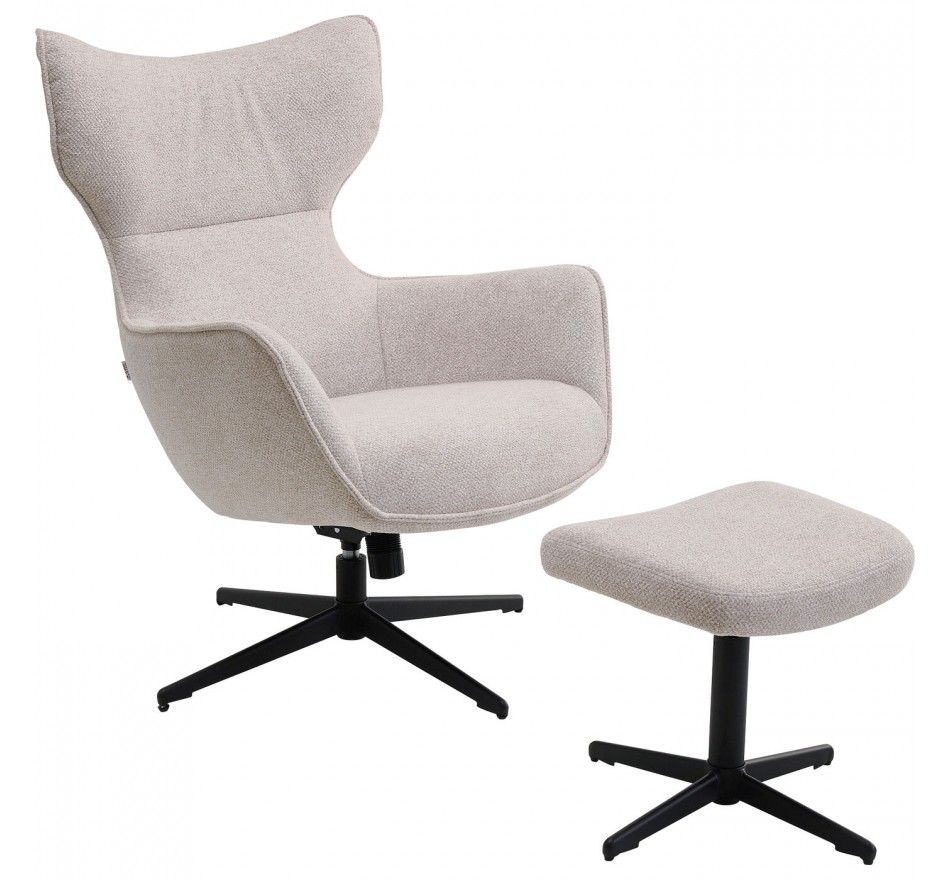 Swivel Armchair with Stool Jules beige Kare Design