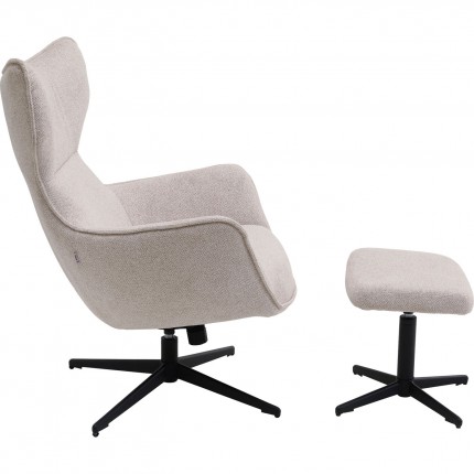Swivel Armchair with Stool Jules beige Kare Design
