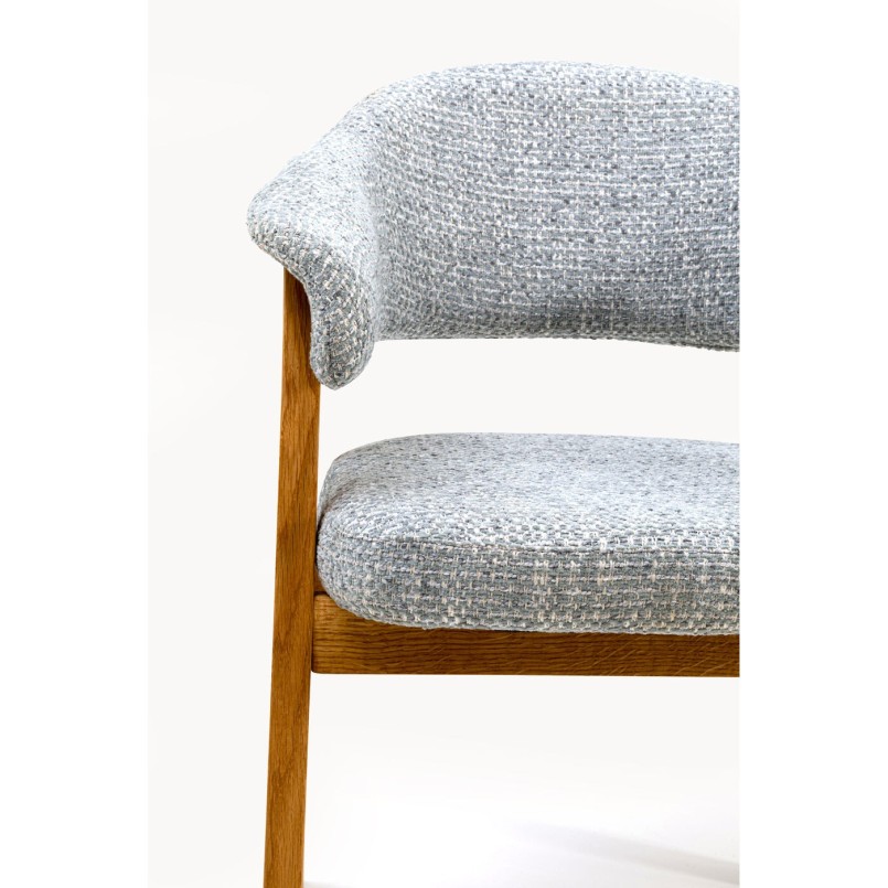 Chaise tissu tressé bleu et chêne - Jonte - Kare Design