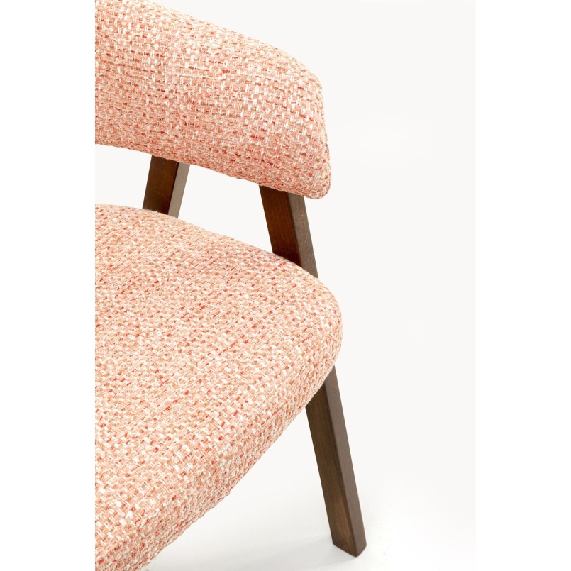 Chaise tissu tressé corail et chêne - Jonte - Kare Design