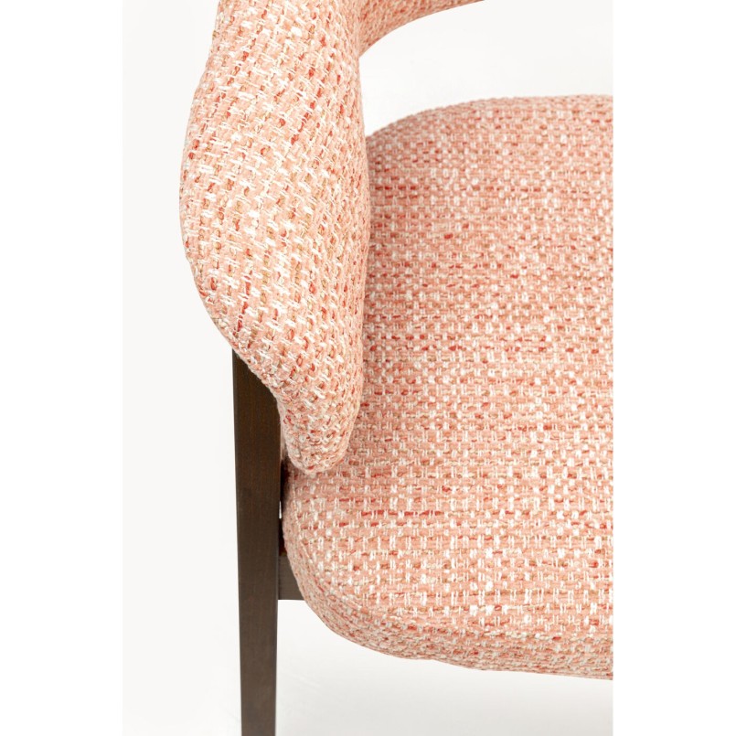 Chaise tissu tressé corail et chêne - Jonte - Kare Design