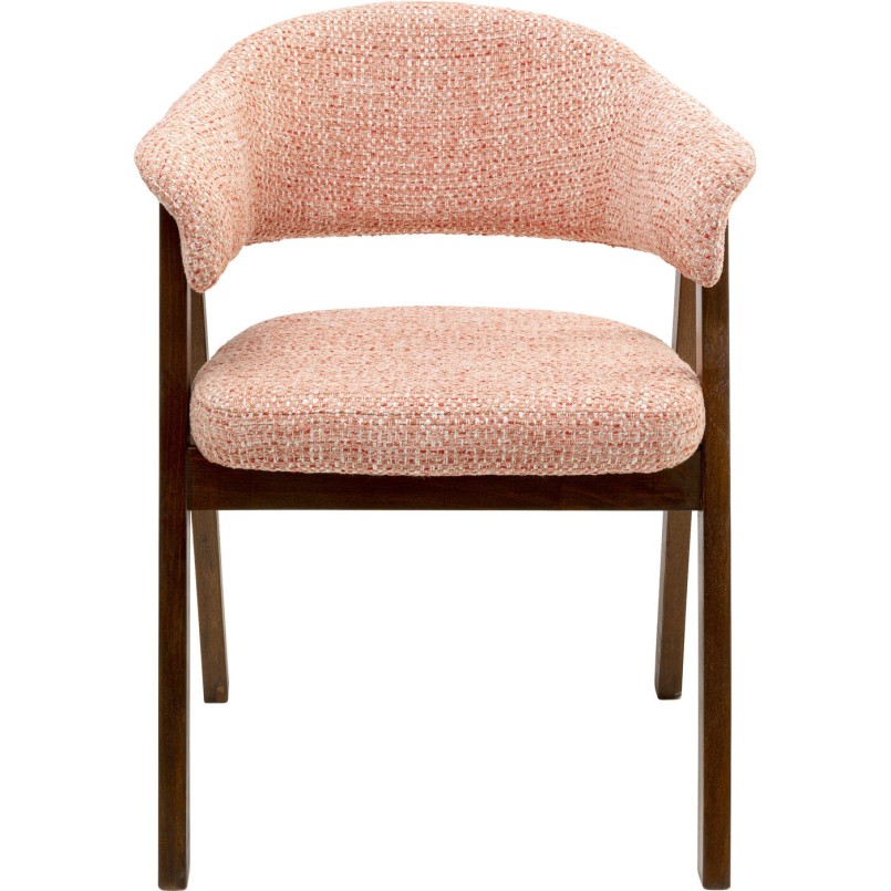 Chaise tissu tressé corail et chêne - Jonte - Kare Design