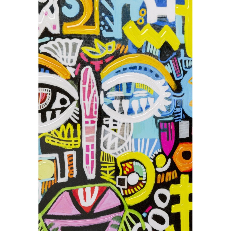 Tableau encadré Doodle Face 80x80cm