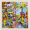 Tableau encadré Doodle Face 80x80cm