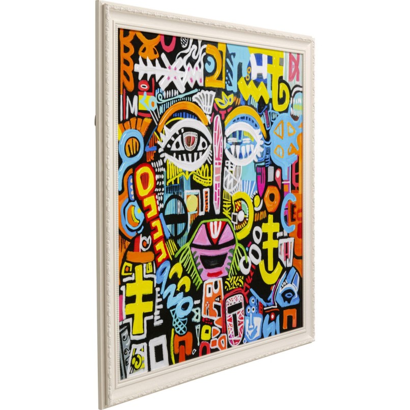 Tableau encadré Doodle Face 80x80cm