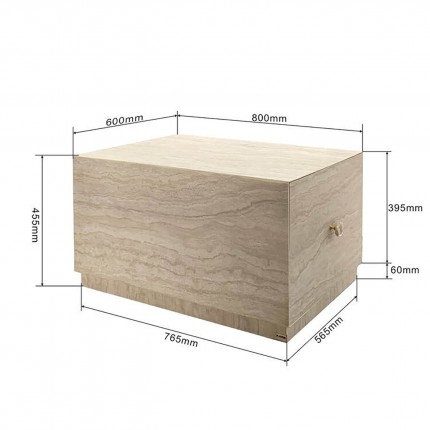 Table basse à tiroirs Travertino 80x60cm Kare Design