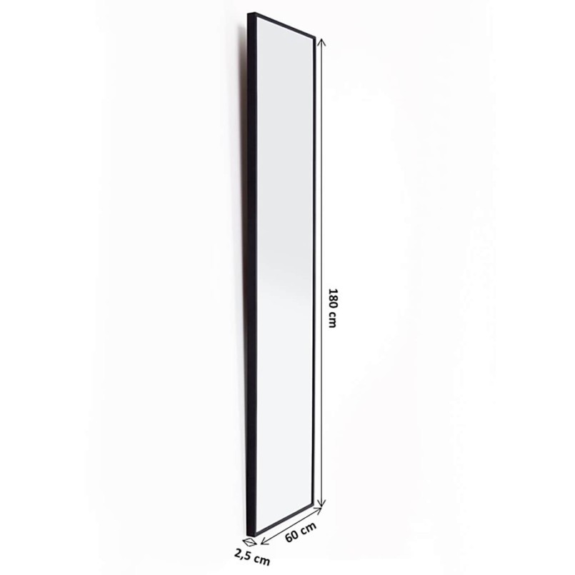 Miroir mural rectangulaire en aluminium noir 180x160cm - Modèle Bella