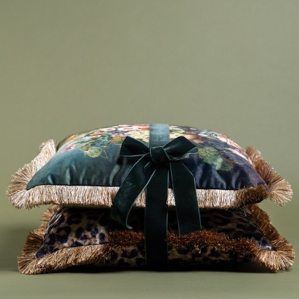 Coussin à franges bouquet romantique Kare Design
