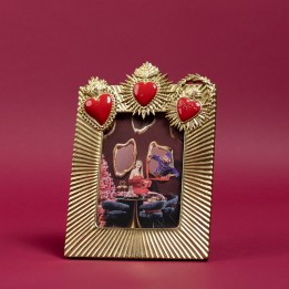 Cadre photo doré trois coeurs rouges - Kare Design