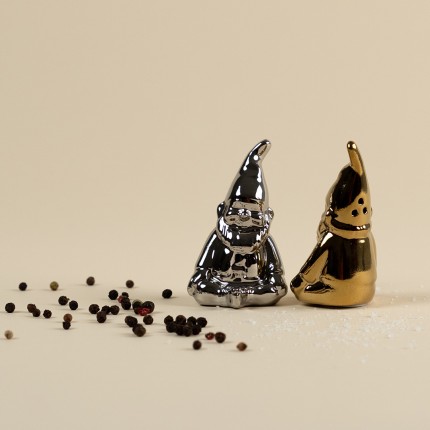 Salière et poivrière nains doré et argenté Kare Design