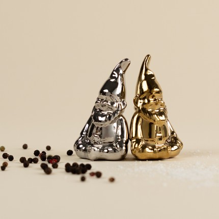 Salière et poivrière nains doré et argenté Kare Design
