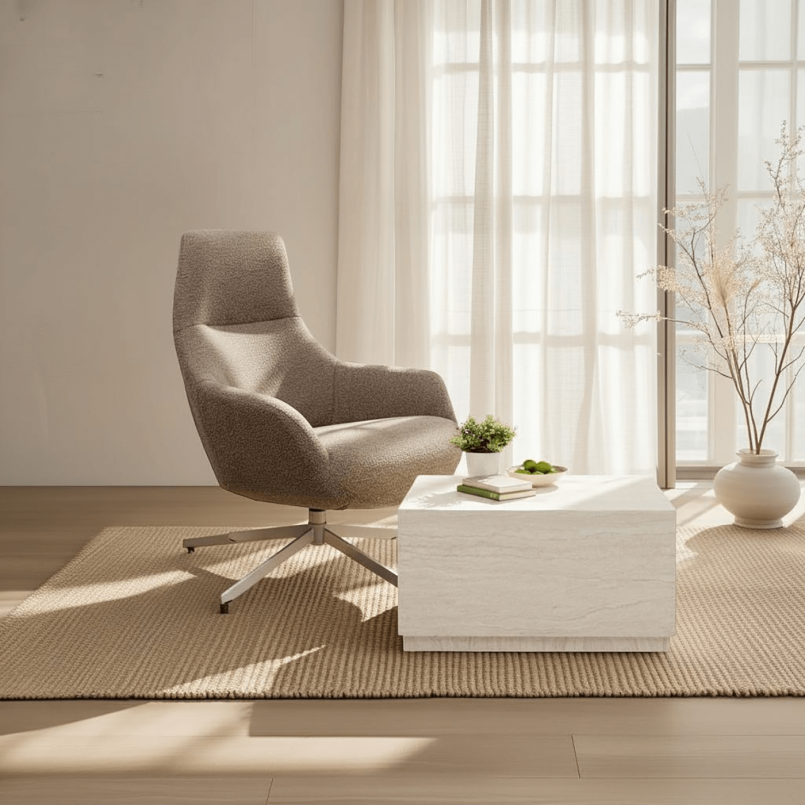 Fauteuil marron pivotant avec accoudoirs - Mimi - Kare Design