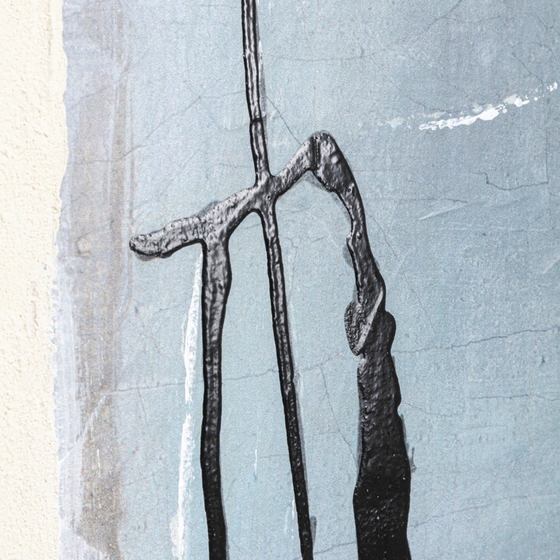 Toile abstraite beige, bleue et noire - Dust - Kare Design