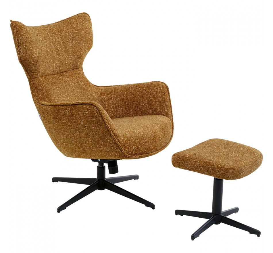 Fauteuil pivotant et repose-pieds Jules marron Kare Design