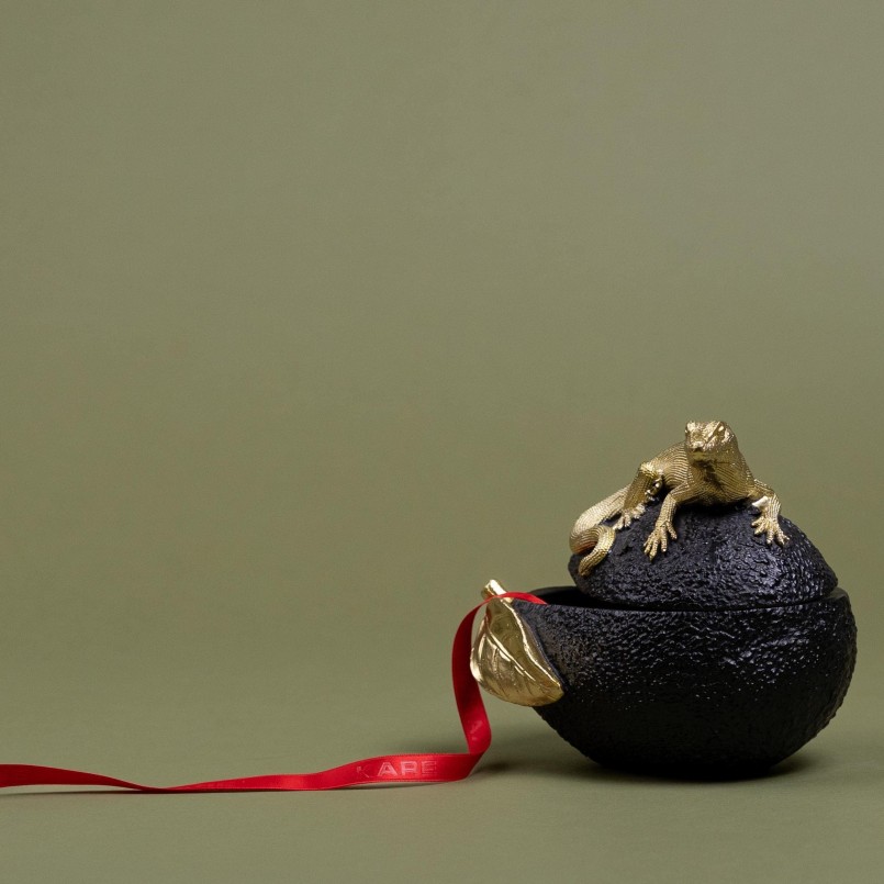 Boîte lézard doré sur un avocat noir - Kare Design