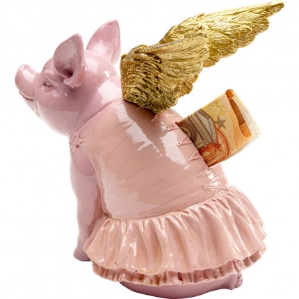 Money Box winged pig pink 15cm Kare Design