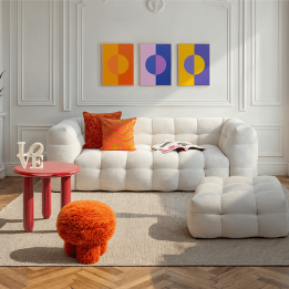 Tableaux encadrés oranges, violets et jaunes - Moonphase - Kare Design