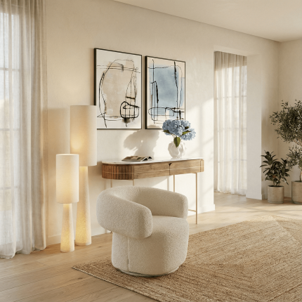 Lampadaire Marleen Boucle 130cm beige Kare Design