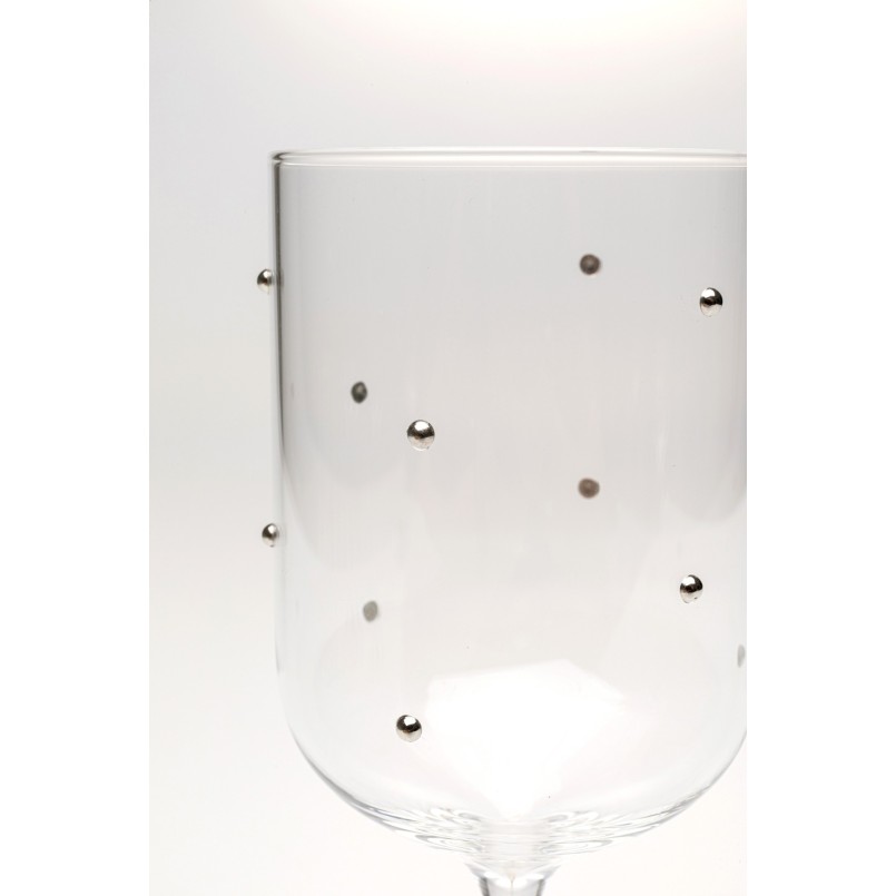Verres à vin à pois argentés en relief - Glam Dots - Kare Design
