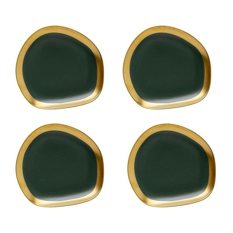Assiettes à dessert vertes et dorées- Vibrations - Kare Design