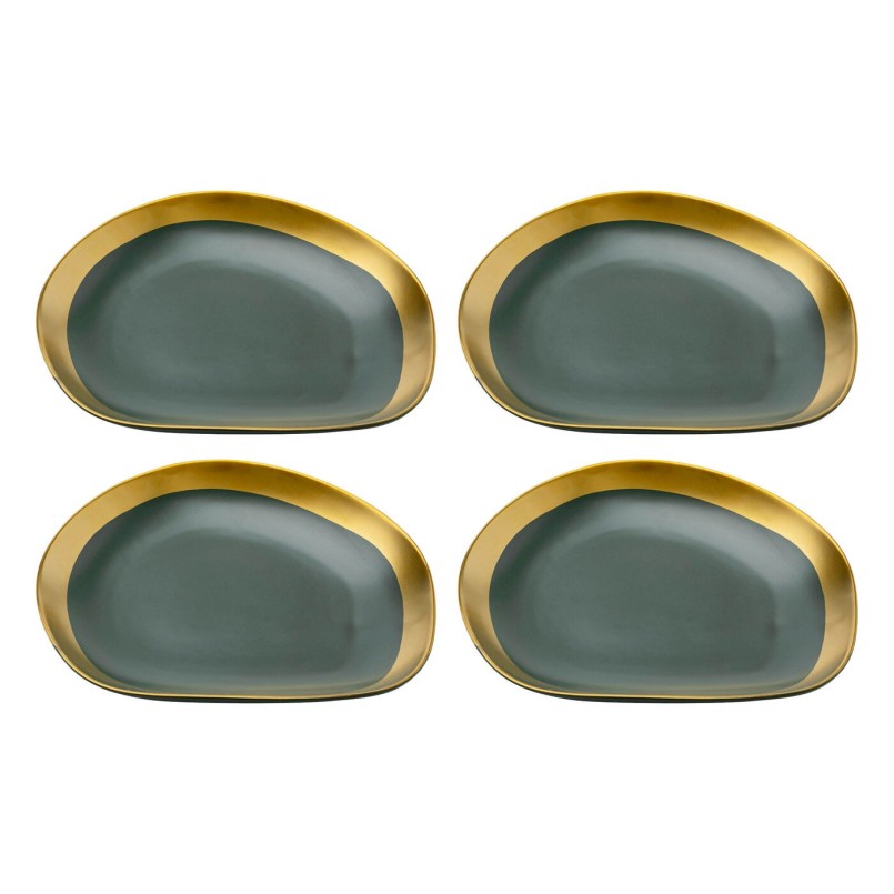 Assiettes plates vertes et dorées - Vibrations - Kare Design