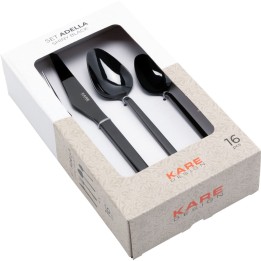 Ménagère en acier noir 16 pièces - Adella - Kare Design