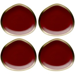 Assiettes creuses rouges et dorées - Vibrations - Kare Design