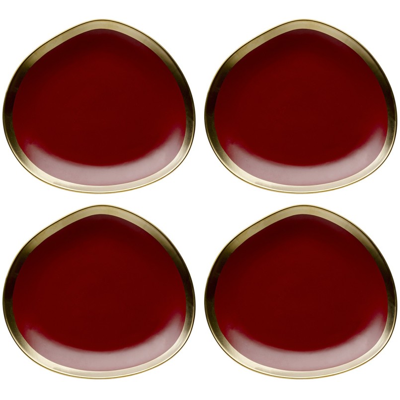 Assiettes creuses rouges et dorées - Vibrations - Kare Design