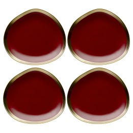 Assiettes à dessert rouges et dorées- Vibrations - Kare Design