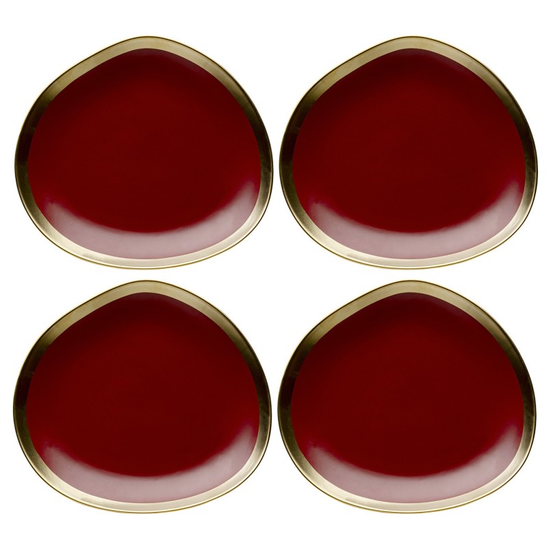 Assiettes à dessert rouges et dorées- Vibrations - Kare Design