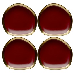 Assiettes plates rouges et dorées - Vibrations - Kare Design